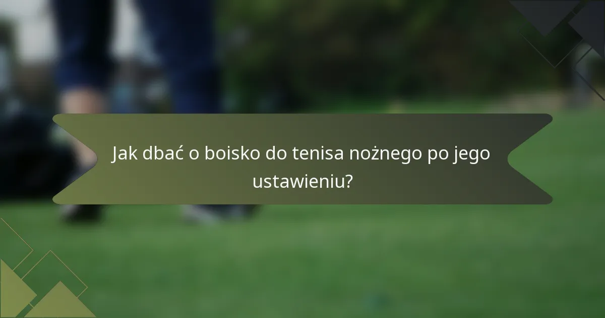 Jak dbać o boisko do tenisa nożnego po jego ustawieniu?