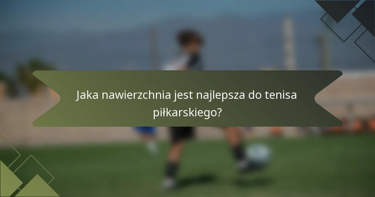 Jaka nawierzchnia jest najlepsza do tenisa piłkarskiego?
