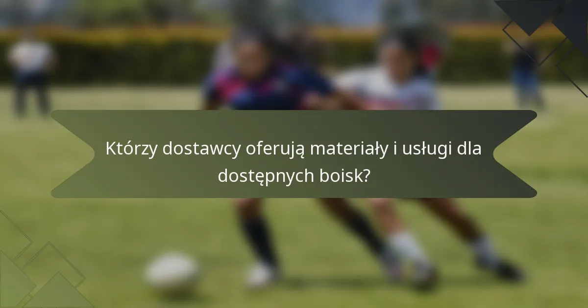 Którzy dostawcy oferują materiały i usługi dla dostępnych boisk?